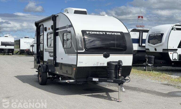 Roulotte de voyage R-Pod RP-180 2027 avec revêtement en fibre de verre, extension et aménagement conçu pour les couples.